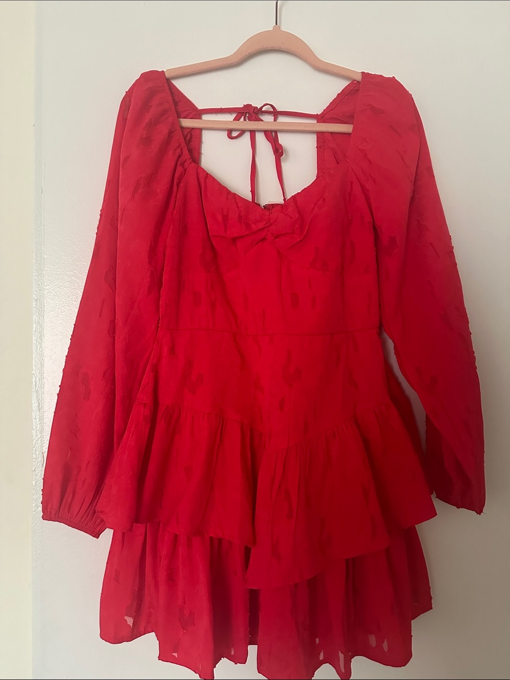 Francesca's Collections Red Tiered Mini Dress
